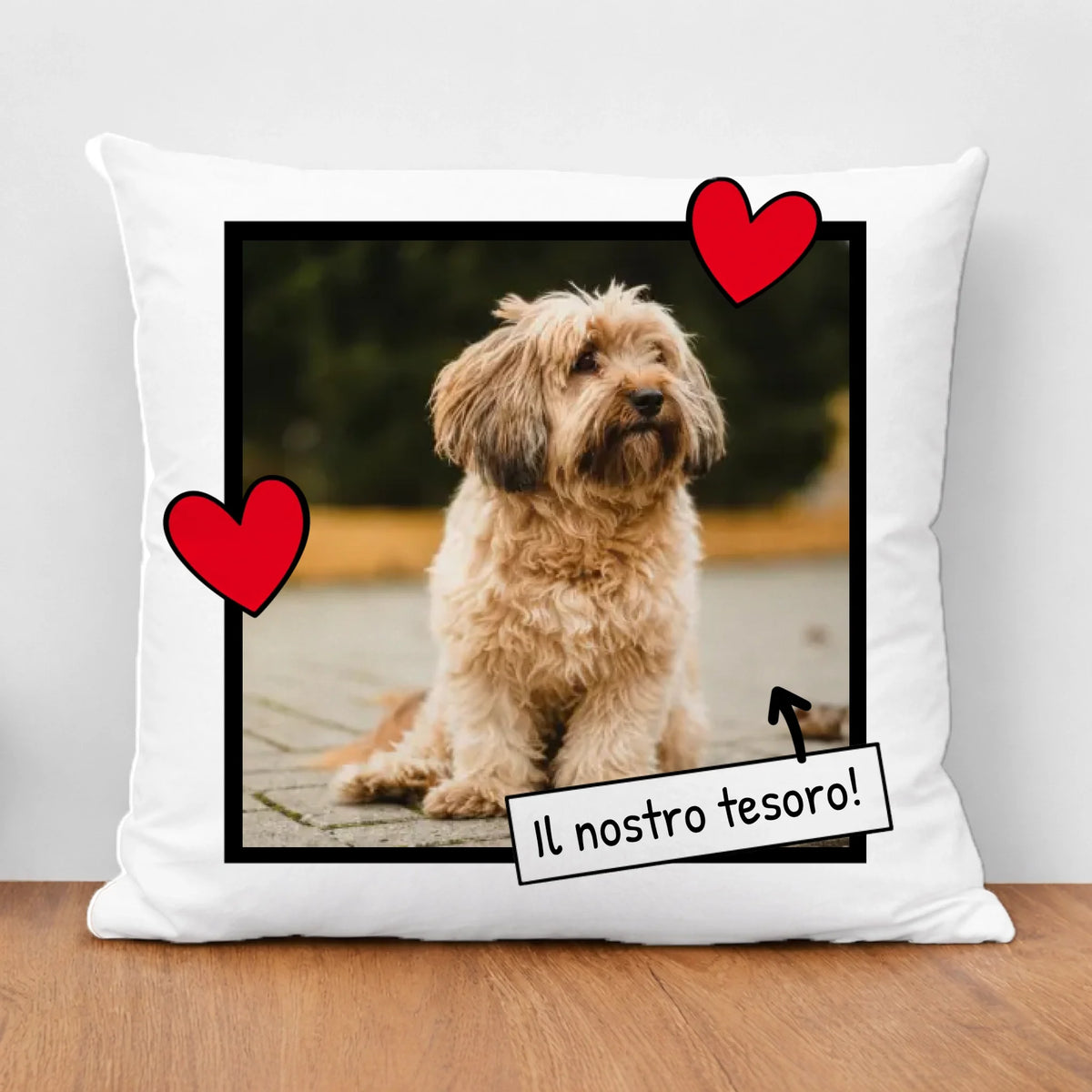 Cuscino personalizzato - Foto con cuoricini