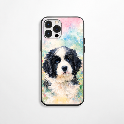 Cover con motivo di cane ad acquerello, sfumature in toni pastello.