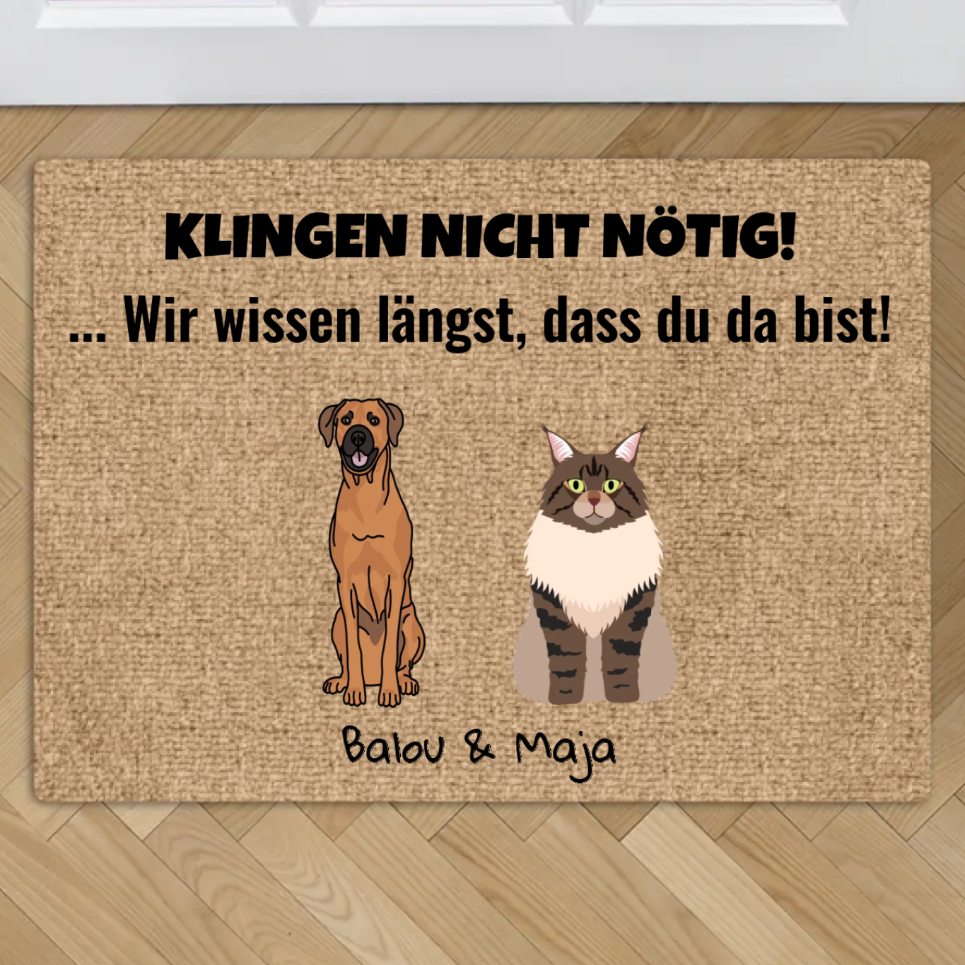Personalisierte Fußmatte - Klingeln nicht nötig