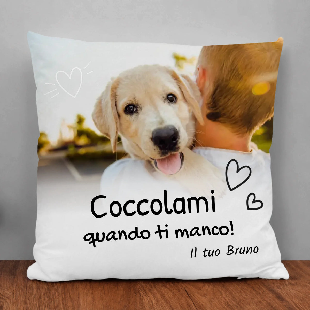 Cuscino personalizzato - Motivo Coccolami quando ti manco