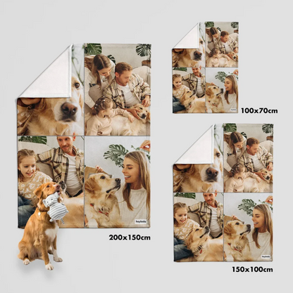 Coperte personalizzate in diverse misure con le tue foto, tra cui foto di famiglia e di animali.