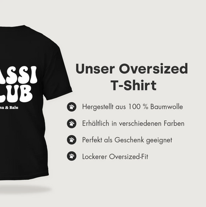 T-shirt oversize nera in 100% cotone con la scritta "Gassi Club".